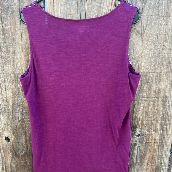 Coldwater Creek stunning purple chevron sequin sleeveless blouse - Picture 2 of 3